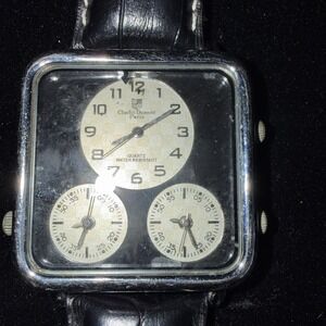 Charles Dumont Paris Quartz Water‎ Resistant Watch Powmax Black Leather 5438